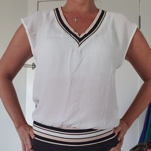 White Beige Black Blouse Brazilian Brand